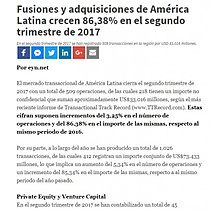 Fusiones y adquisiciones de Amrica Latina crecen 86,38% en el segundo trimestre de 2017